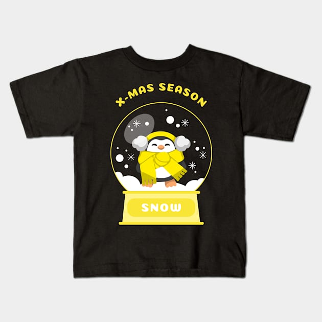 Xmas Season Snow Penguin (Yellow) Kids T-Shirt by GideonStore